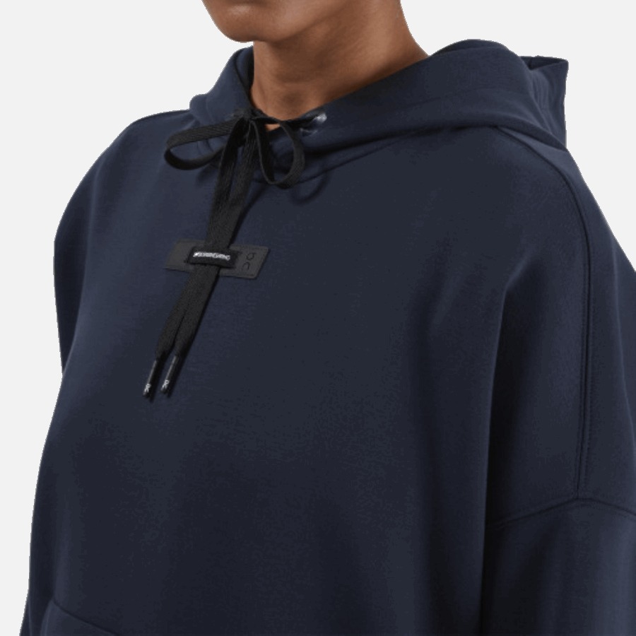Navy Hoodie On Running
