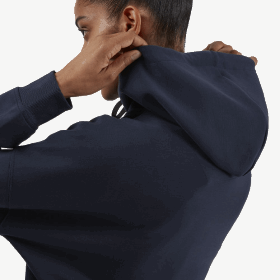 Navy Hoodie On Running