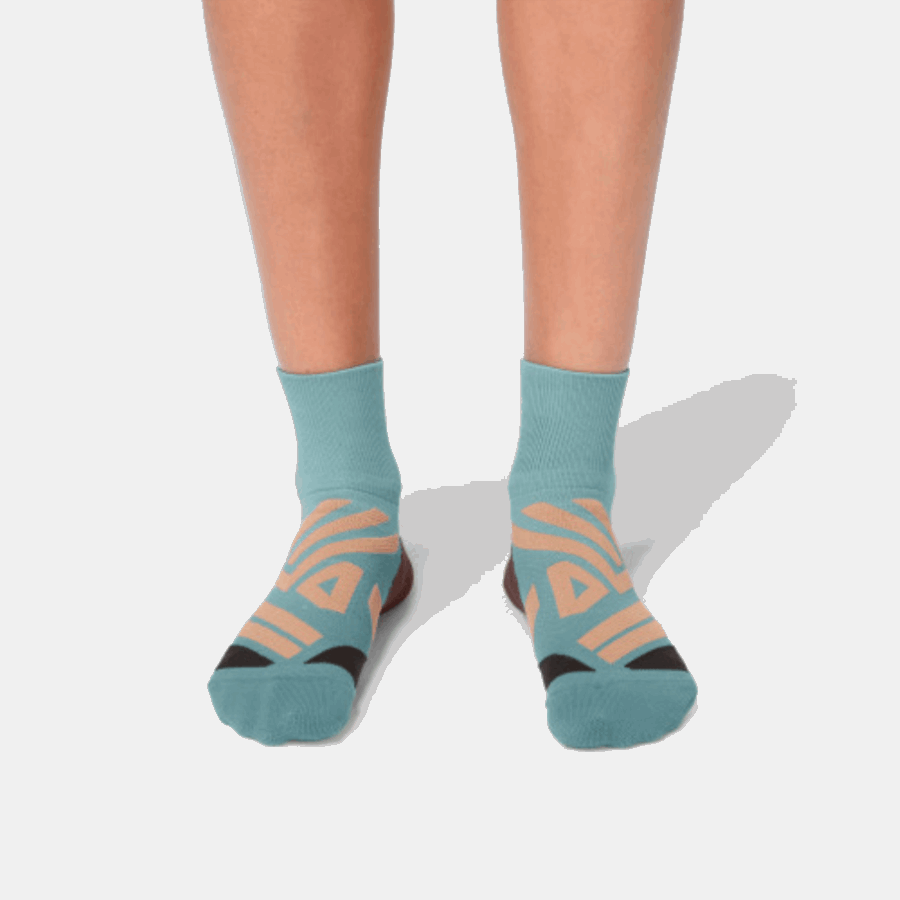 Sea-Rosebrown Mid Sock On Running