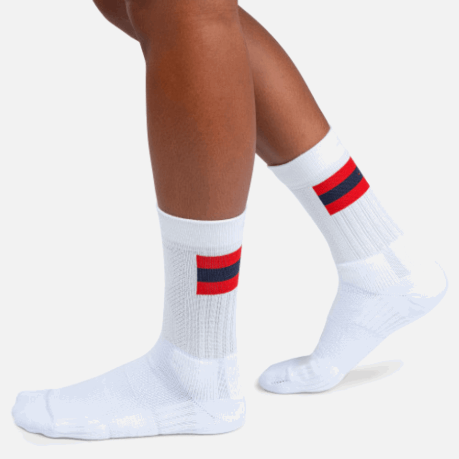 White-Red Tennis Sock On Running