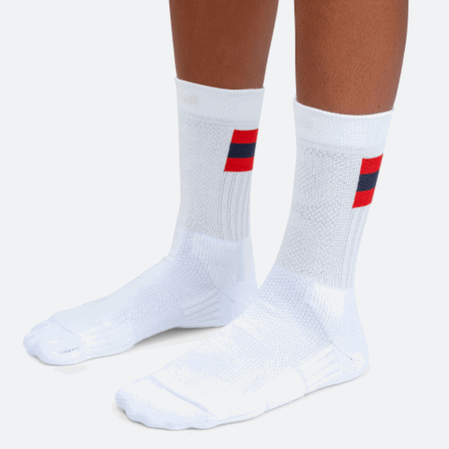 White-Red Tennis Sock On Running