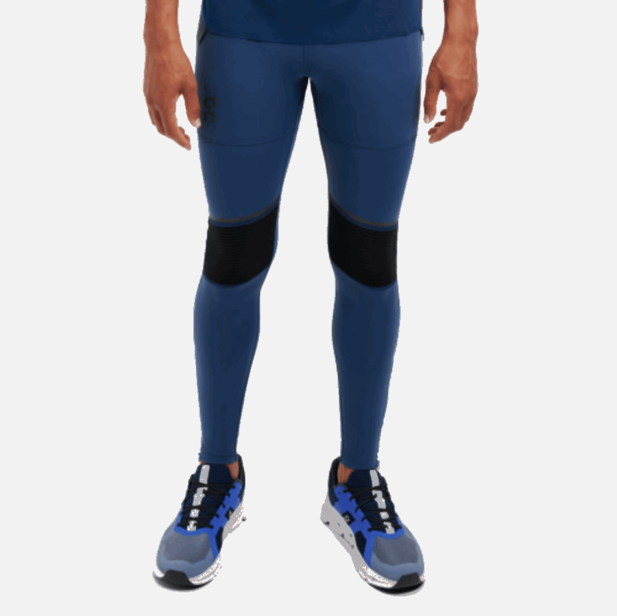 Denim-noir Sur Les Collants De Course Longs