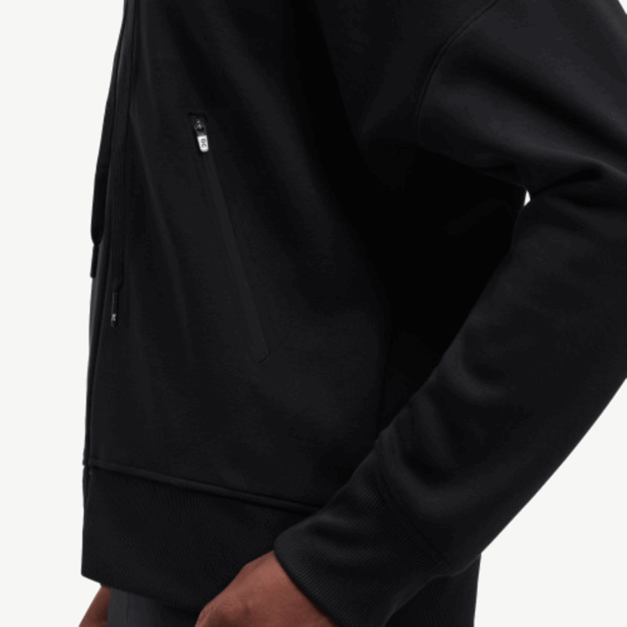 Black Zipped Hoodie On Running