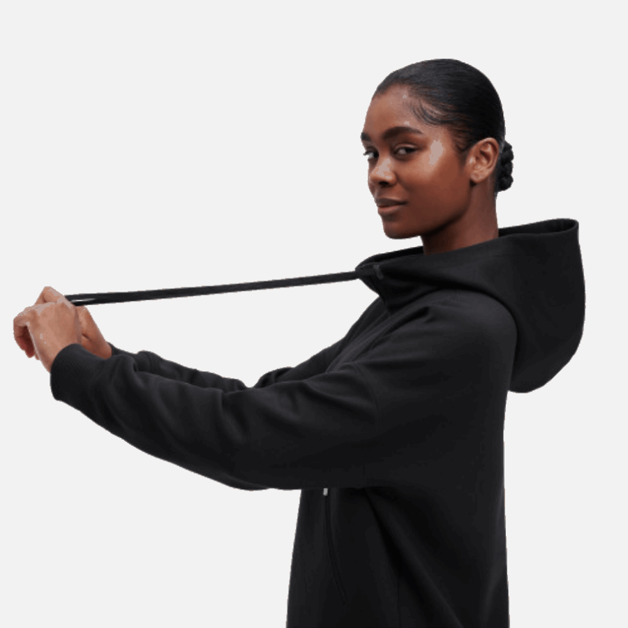 Black Zipped Hoodie On Running