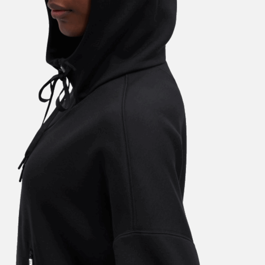 Sweat à Capuche Zippé Noir En Cours D'exécution